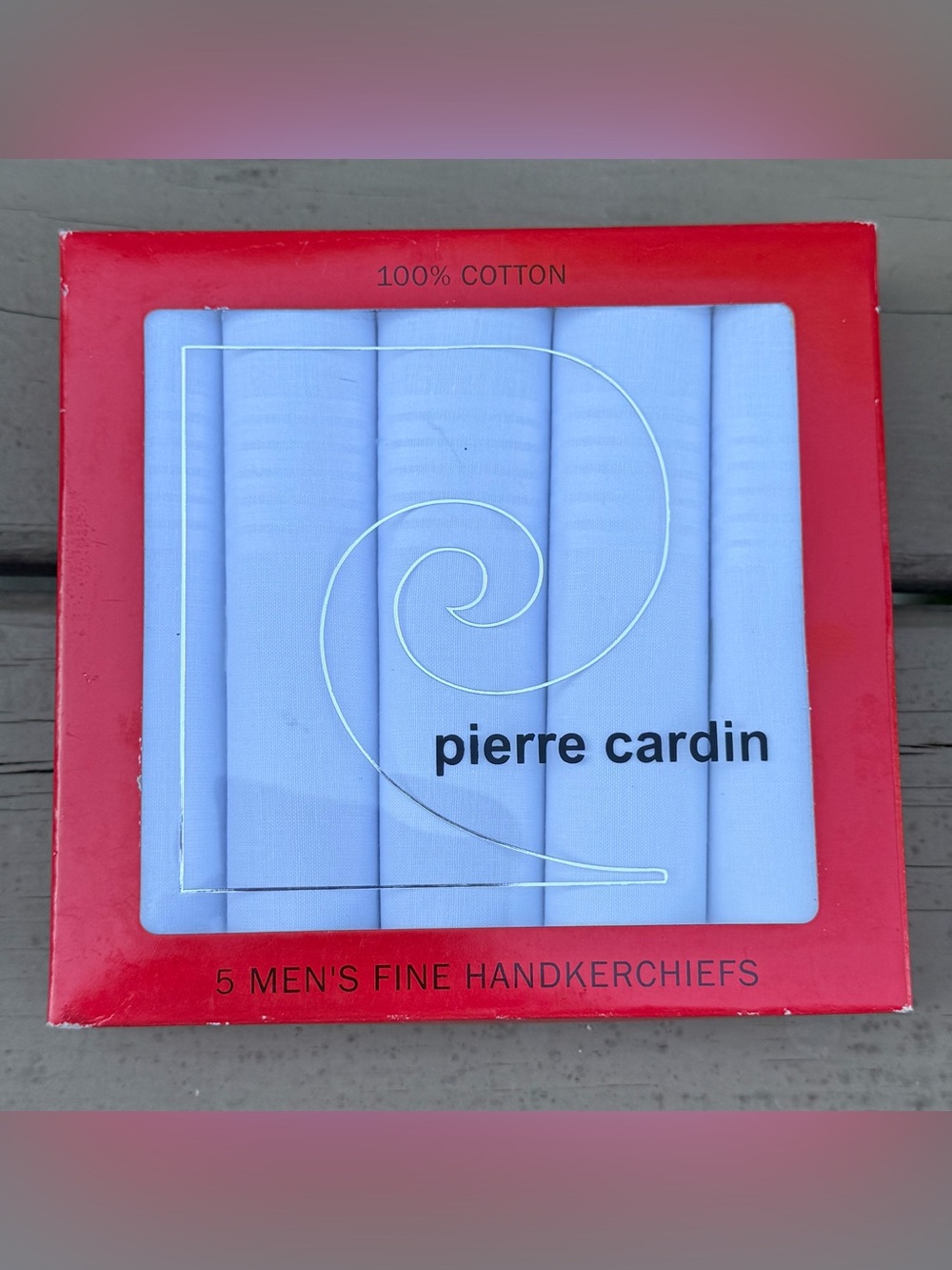 NIB Pierre Cardin Lot of 5 Mens Handkerchiefs White 100% Cotton